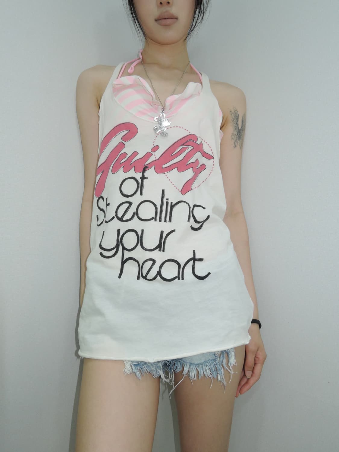 Typography Twisted Strap Tank Top 상품이미지2