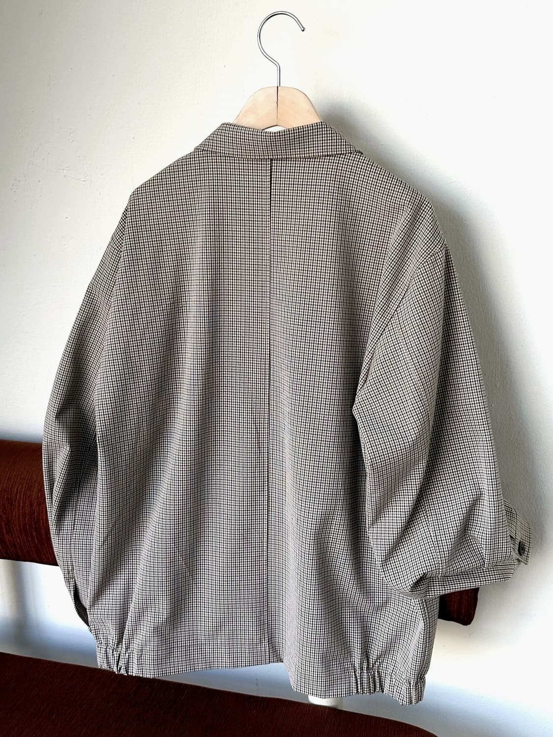 High count rayon poly check 2way zip blo 상품이미지4