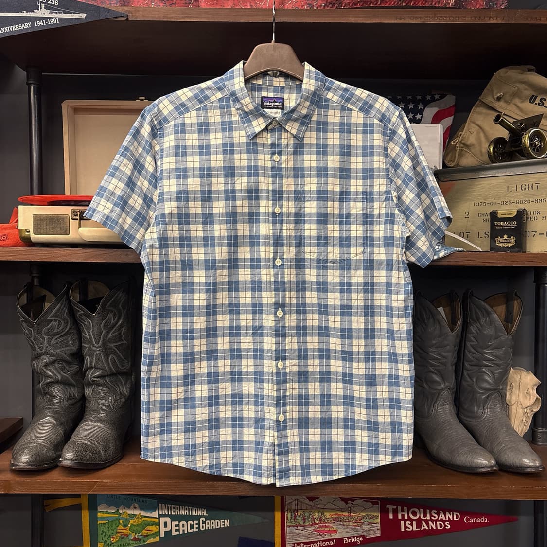 파타고니아 오가닉코튼 미니멀 플래드 타탄체크 반팔 셔츠 N1061 상품이미지1