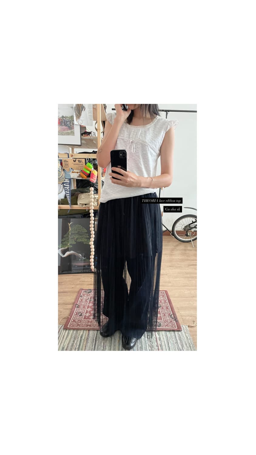 THEORIA lace ribbon top 상품이미지1