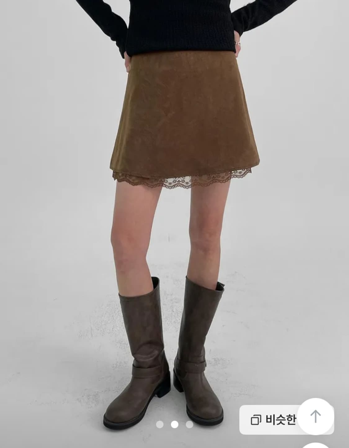 블랙업 MADE 샤리즈 레이스 미니스커트 브라운 상품이미지1