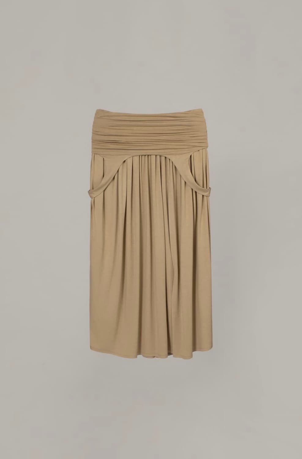 Drape turn over long skirt, SAND 상품이미지3