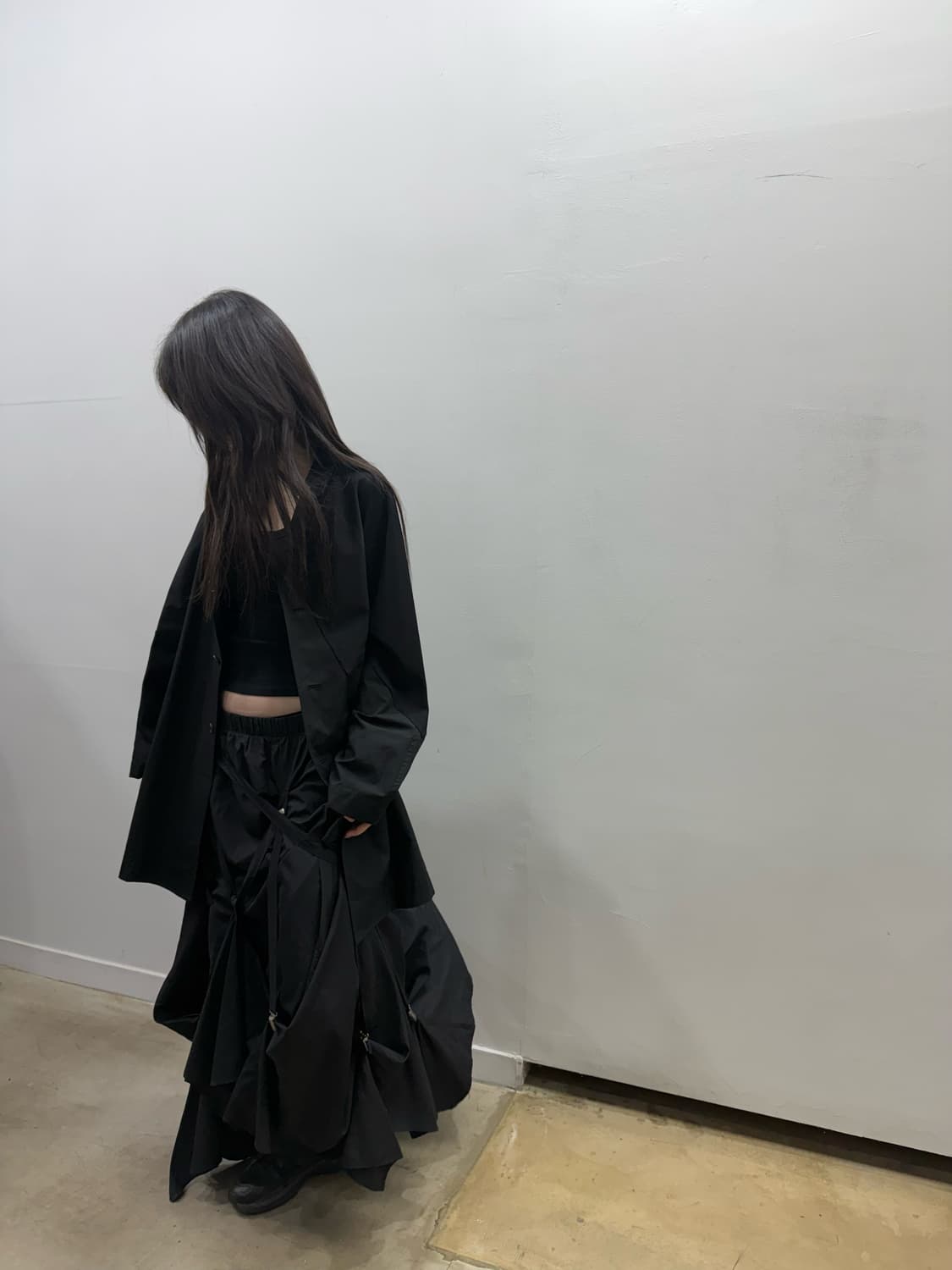 본디지 디테일 밴딩 아방가르드 롱 스커트 상품이미지10