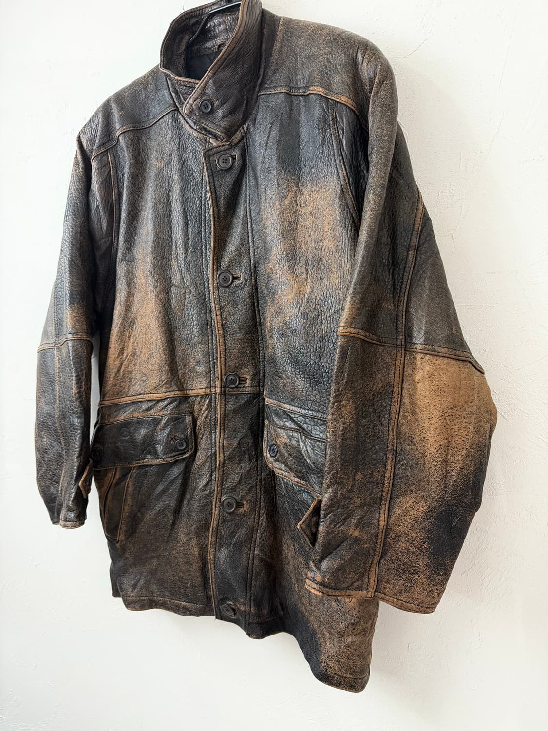 80s 이태리 램스킨 레더 코트 상품이미지4