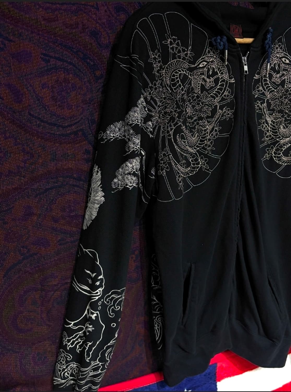 오리엔탈  뱀자수x사무라이 문양 후드집업자켓 상품이미지7