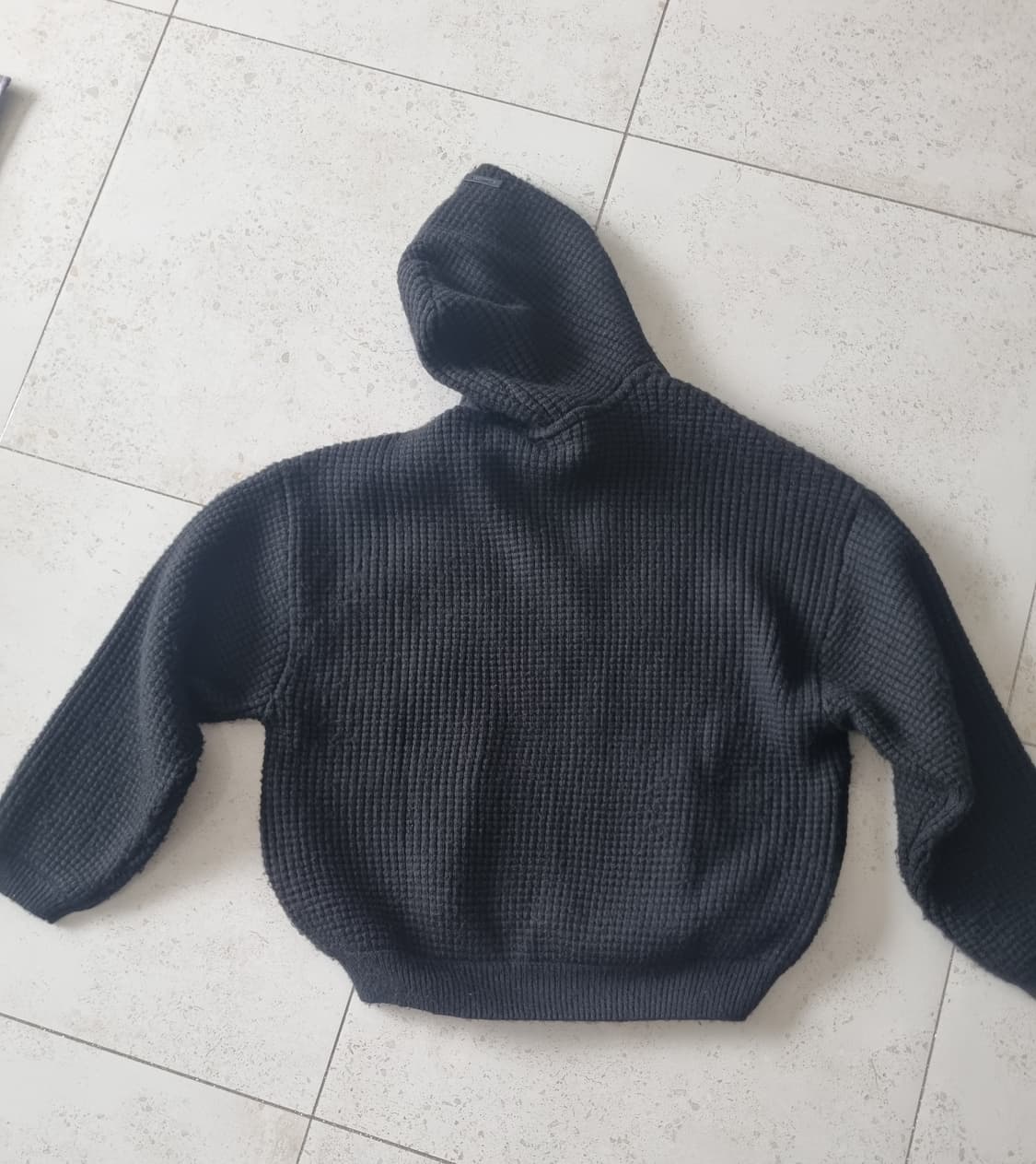 에센셜 헤비 와플 90s 후드 빈티지 블랙 - 25FW 상품이미지6