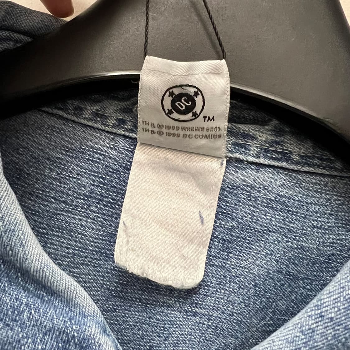 90s USA 워너 브라더스 DC코믹스 슈퍼맨 데님 셔츠 청남방 2XL 상품이미지4
