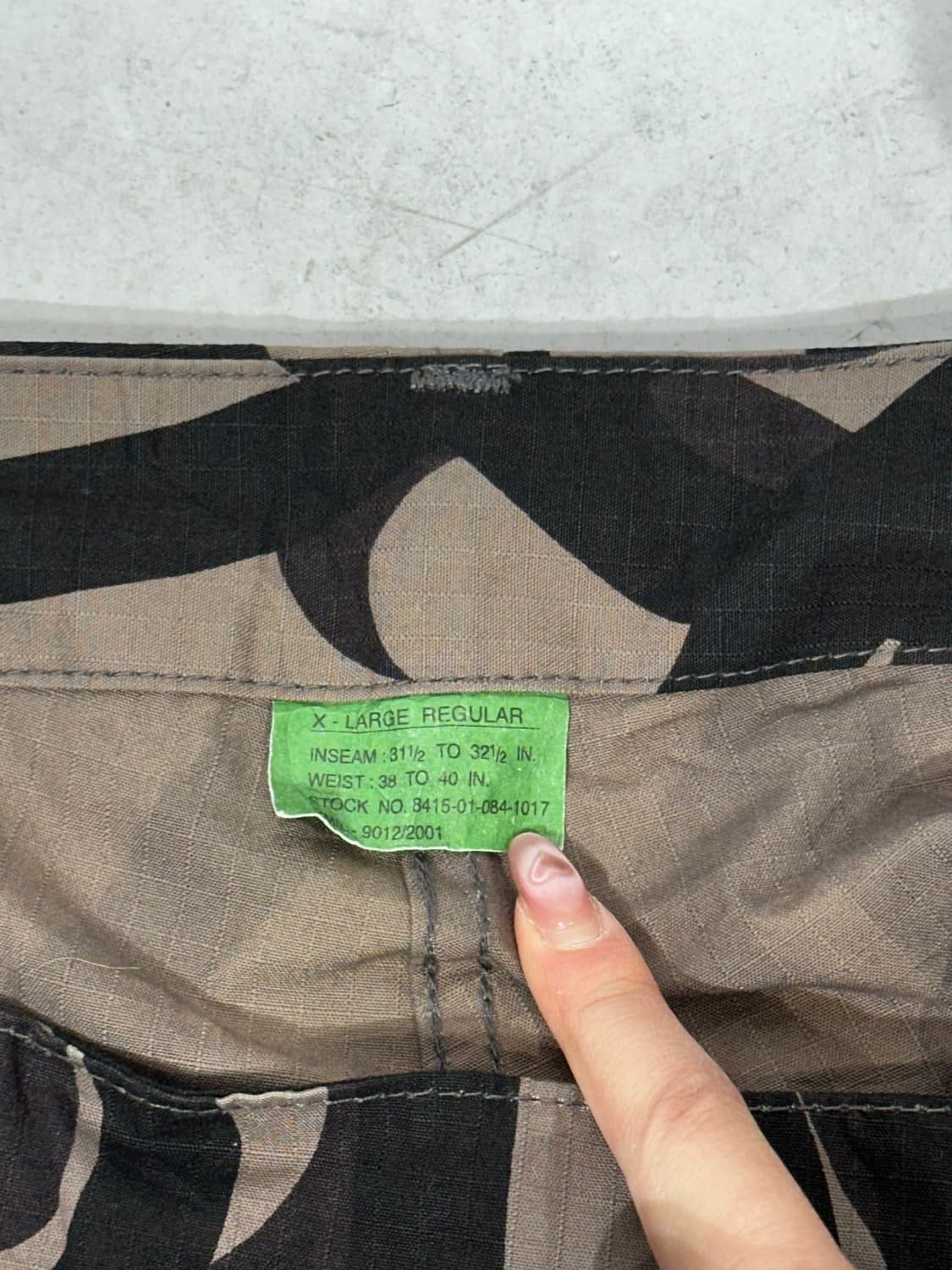 일본 빈티지 베이지 밀리터리 카모 트라이벌 테라 카고 와이드 팬츠 XL 상품이미지7