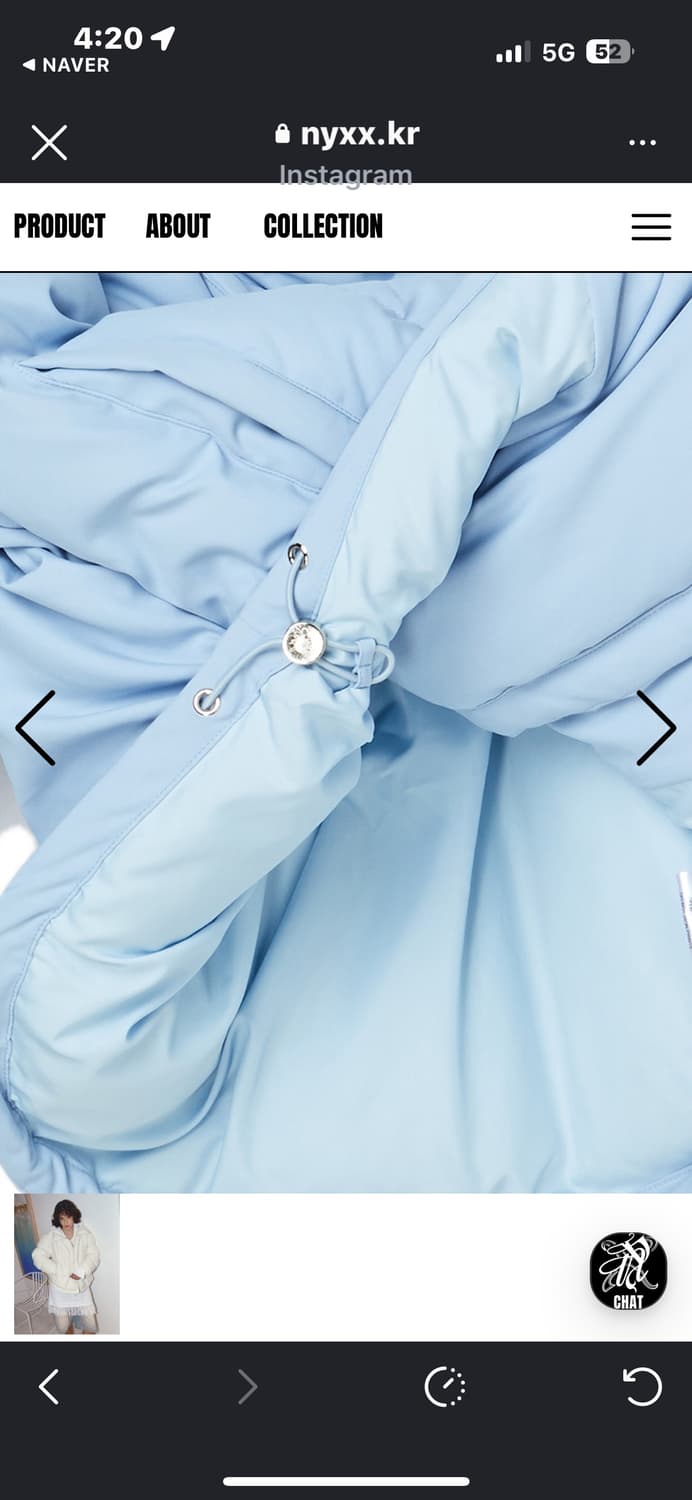 NYXX 커브라인 다운푸퍼 패딩 소라색 상품이미지10