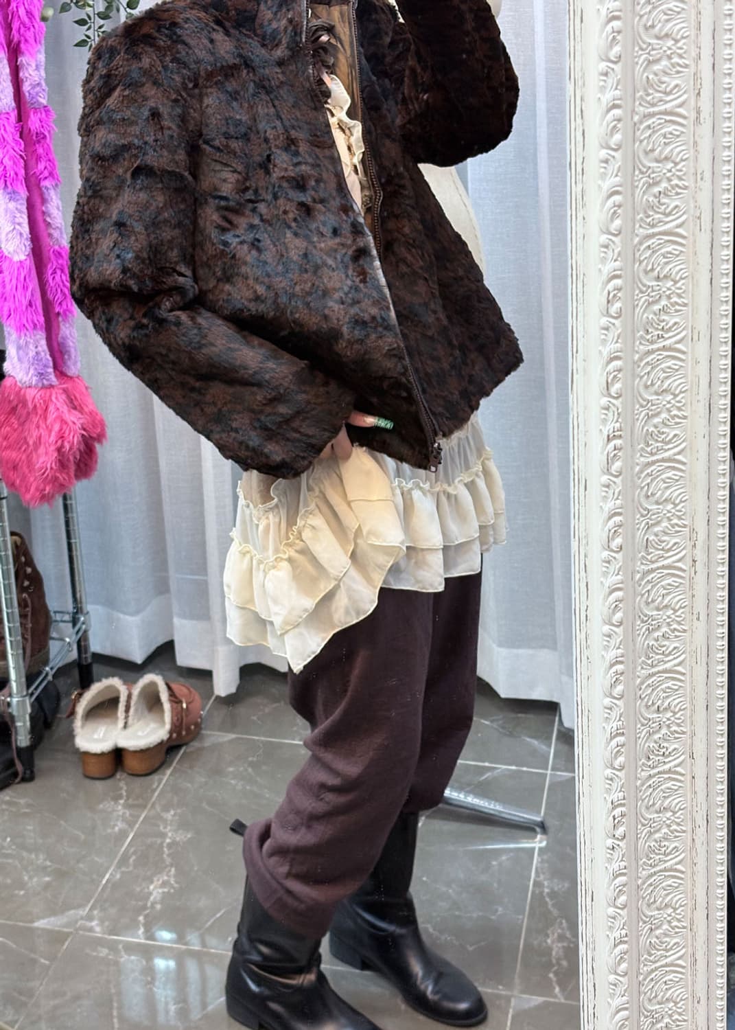 하운드체크 퍼자켓 상품이미지1