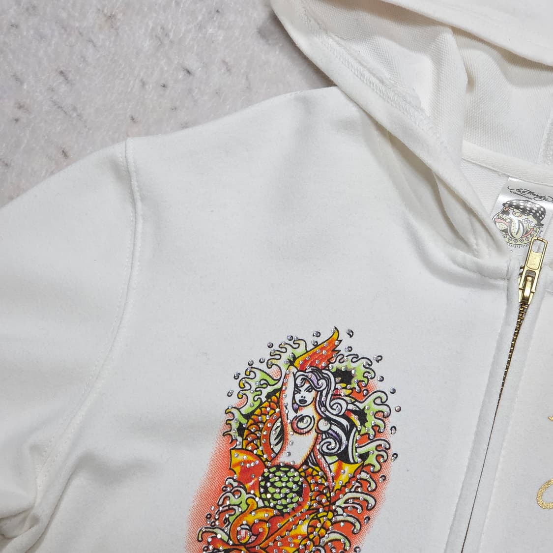 에드하디 올드스쿨 화이트 후드집업 상품이미지5