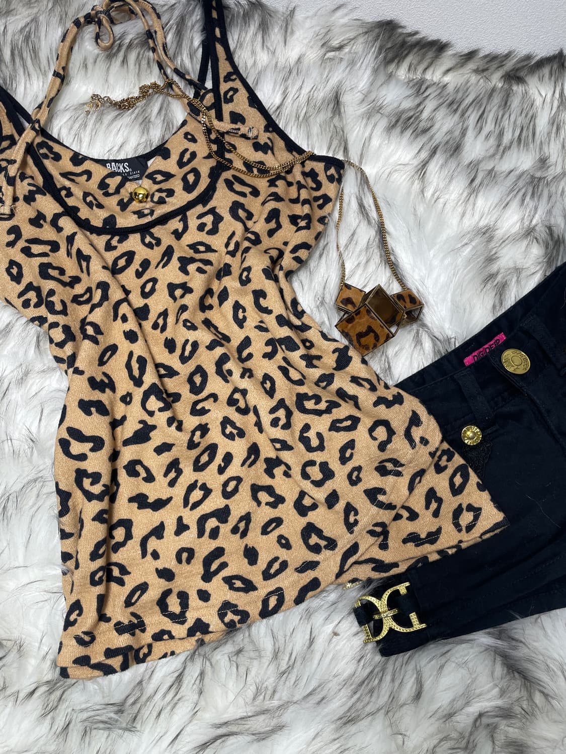 빈티지 호피 홀터넥 슬리브리스 상품이미지3