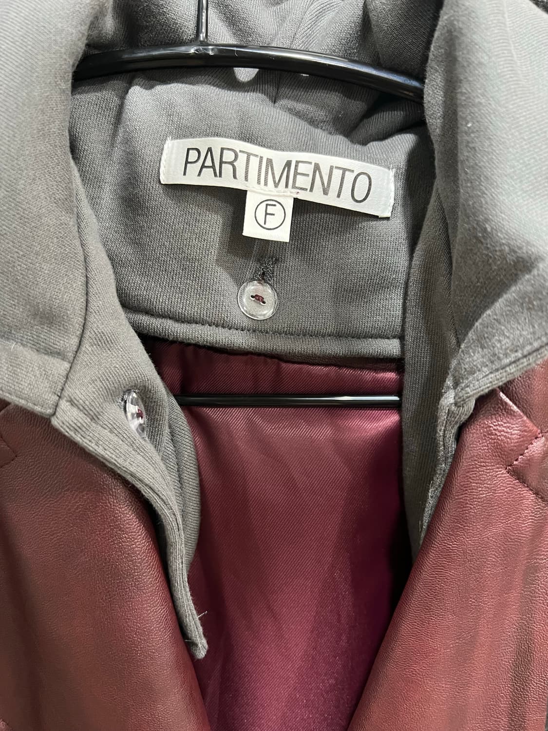 파르티멘토 우먼 투웨이 레더 후디 봄버 자켓 버건디 상품이미지4