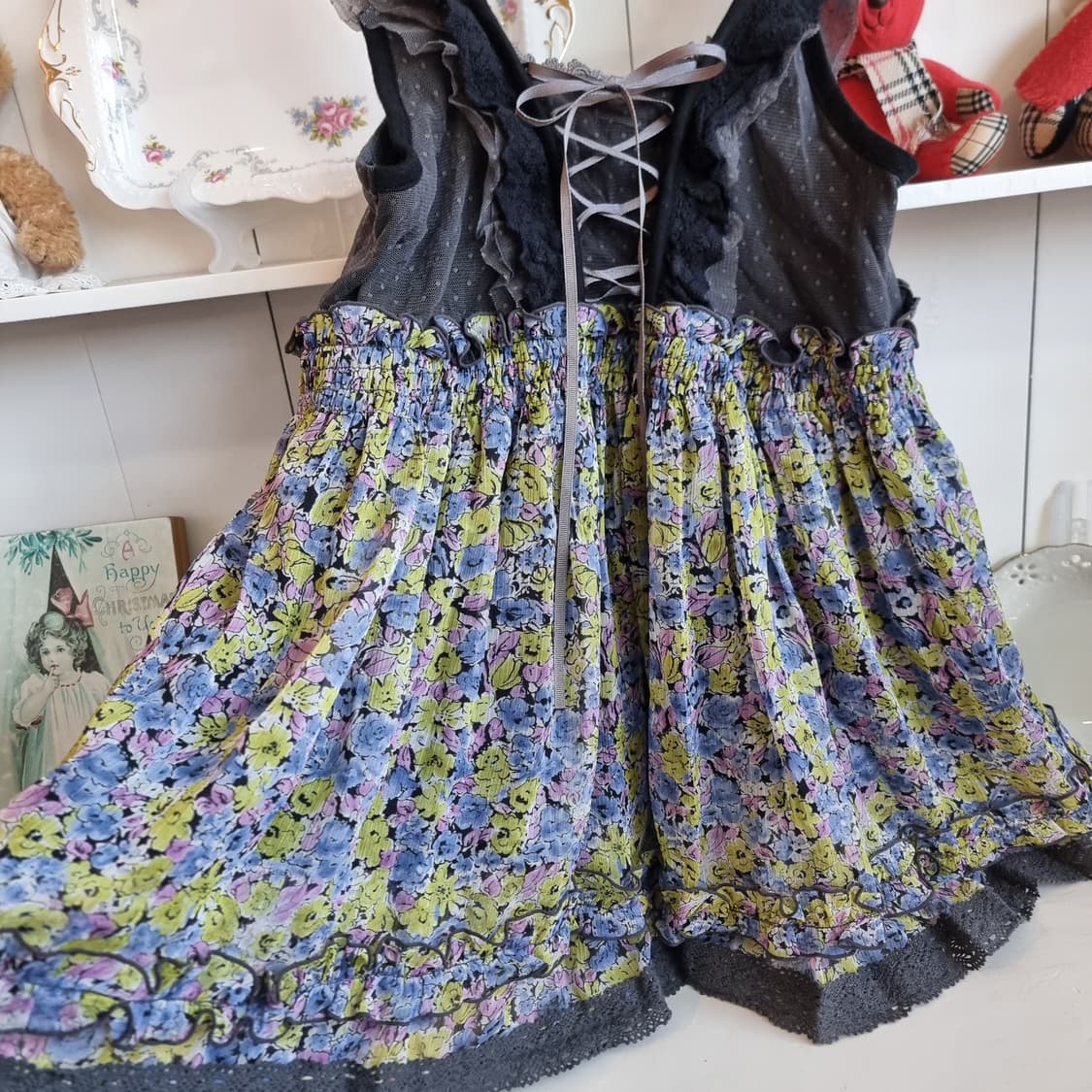 axes femme(액시즈팜) 플라워 프릴 코르셋 튜닉탑 상품이미지3