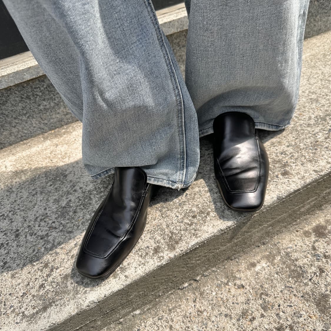 00s 빈티지 블랙 프라다 스포츠 스퀘어 토 로퍼 풀박스 상품이미지9