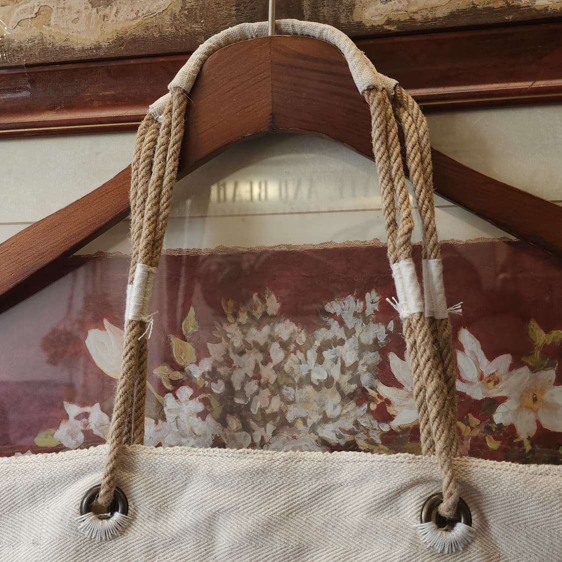 핸드 드로잉 캔버스 토트백 빈티지 더플백 리메이크 화이트 아메리칸 심볼 상품이미지3