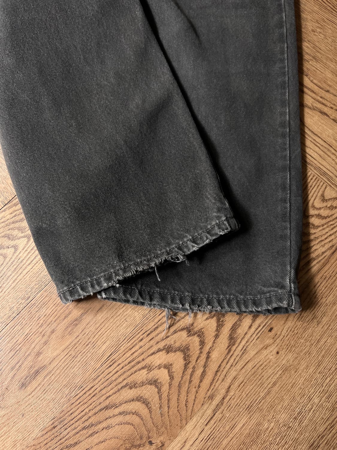 [36]00's 리바이스 505 블랭크탭 빈티지 워싱 흑청 데님 팬츠 상품이미지7