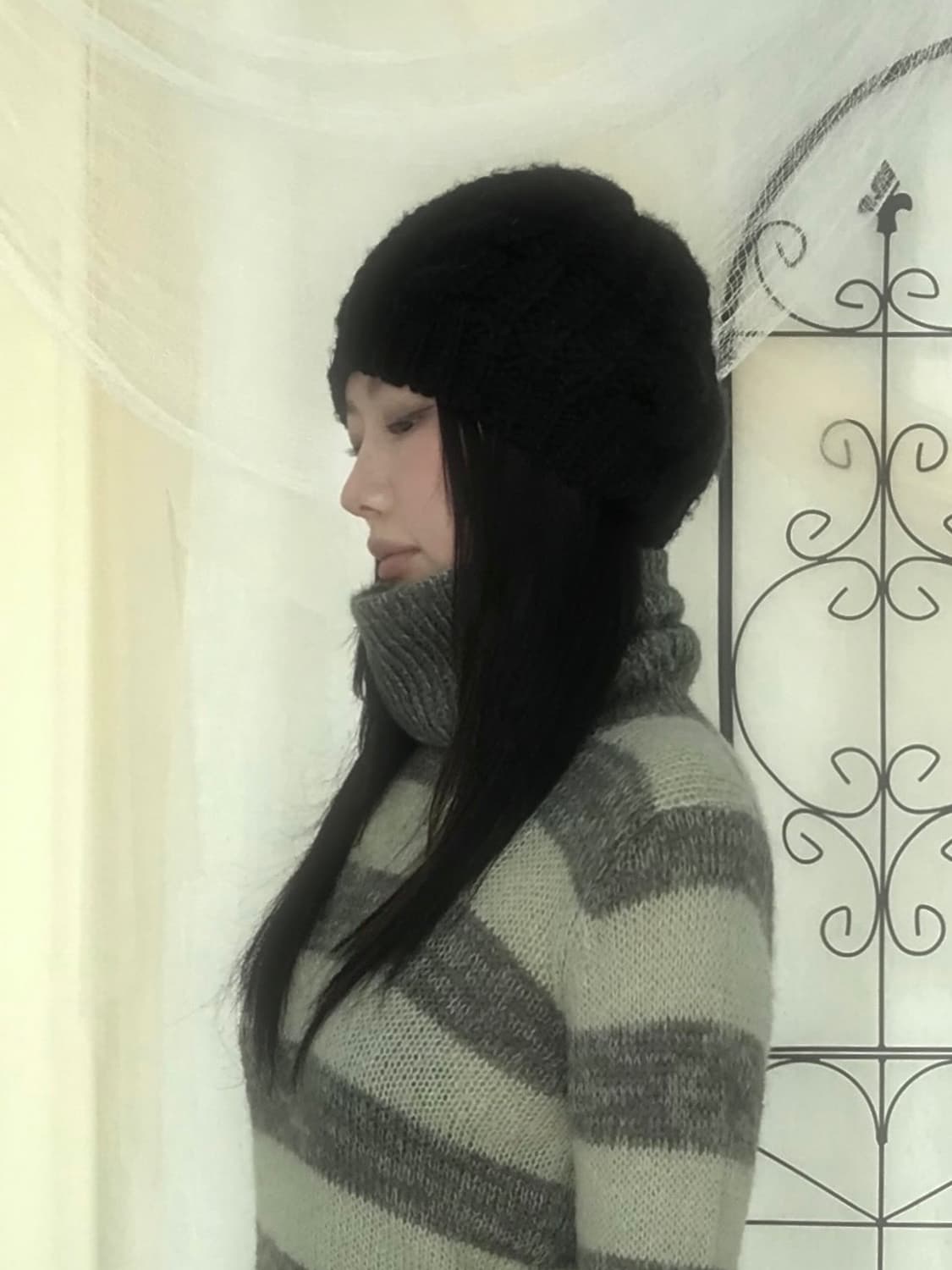 블랙 니트 비니 상품이미지2