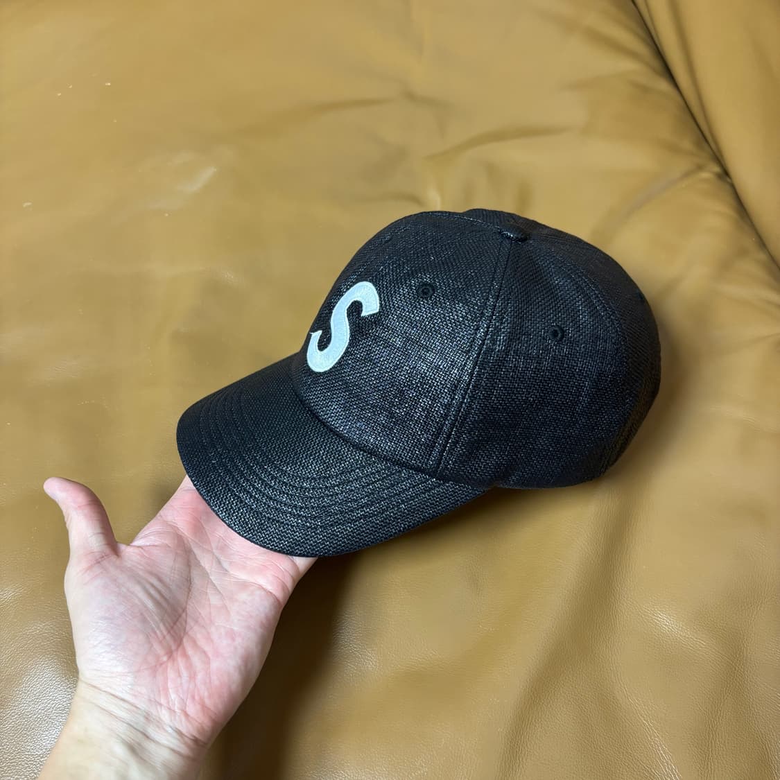 Supreme 슈프림 라피아 블랙 S로고 6패널 볼캡 모자 (Black) 상품이미지4