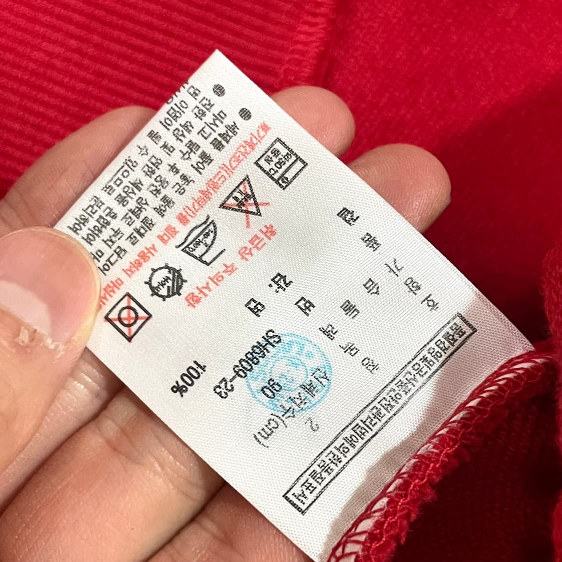 라코스테 크로커다일 프린팅 레드 후드티셔츠 여성 90/2 상품이미지4