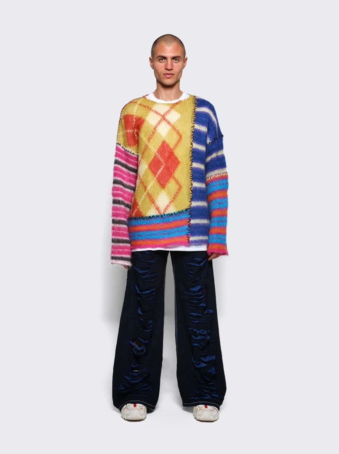 마르니 22fw 아이코닉 디스트레스드 플레어 데님 팬츠 진 30 상품이미지3