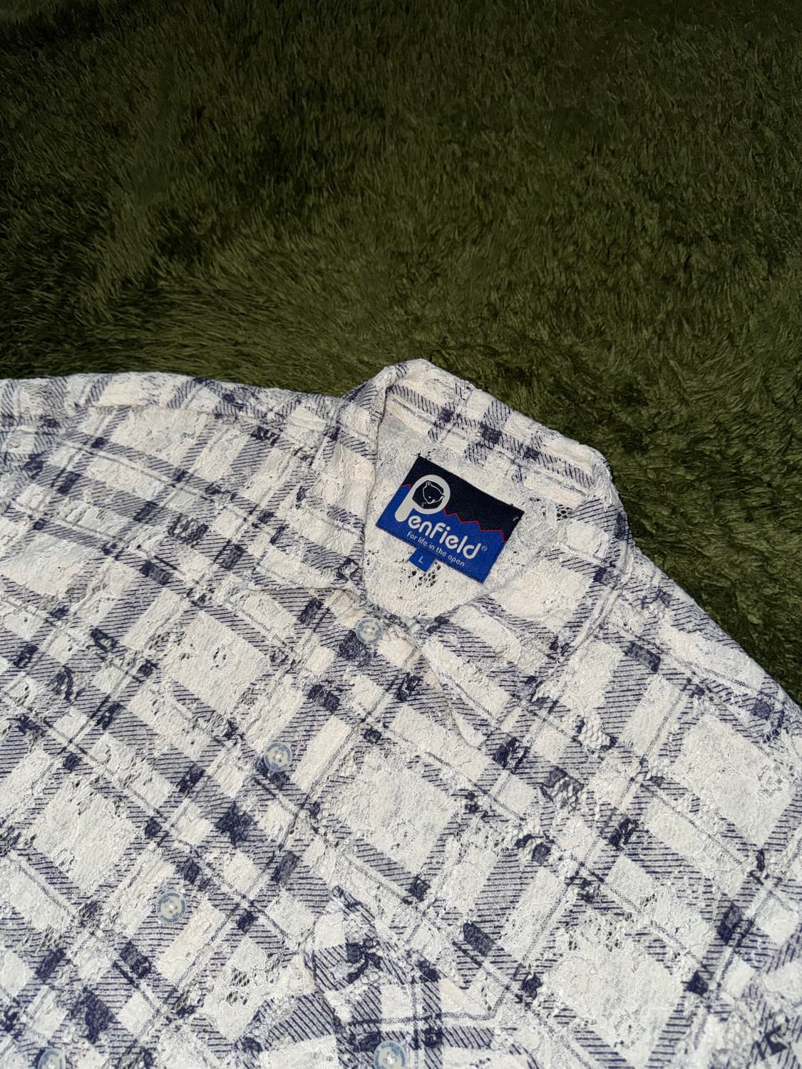 [L] Penfield 펜필드 플레이드 크로쉐 하프셔츠 아이보리 상품이미지2