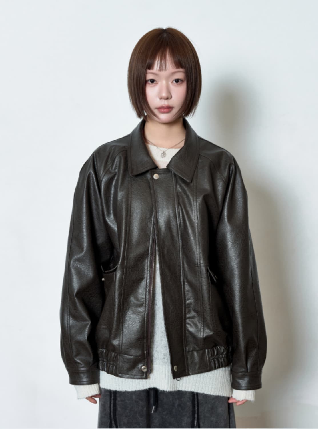 ason 애즈온 RILT LEATHER JACKET / BROWN 상품이미지4