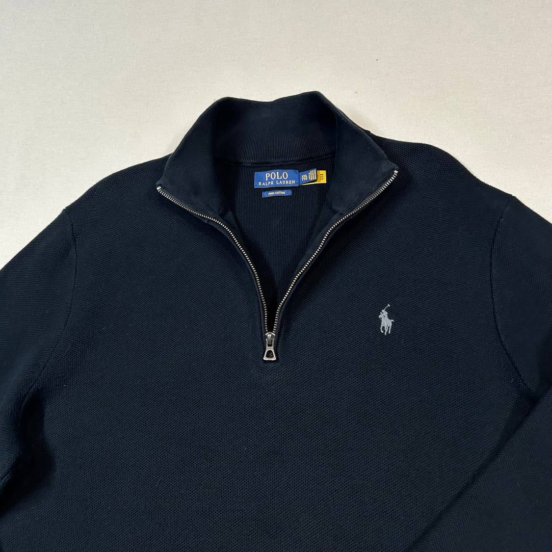 XXL) 폴로 랄프로렌 블랙 쿼터 반집업 풀오버 코튼 니트 큐알탭 상품이미지3