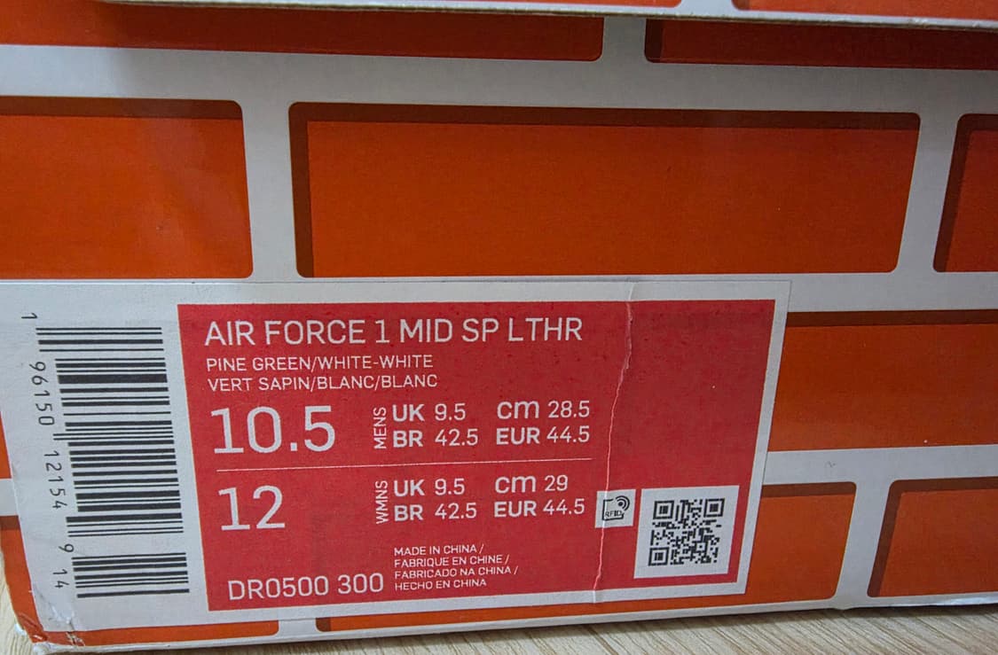 나이키 X 오프화이트 에어포스1 미드 SP 레더 파인 그린 285 상품이미지5