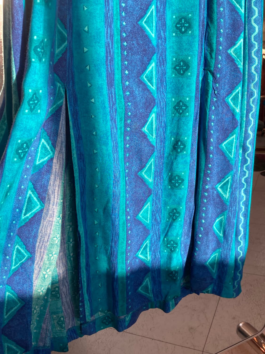 블루 패턴 에스닉 스퀘어넥 원피스 상품이미지4