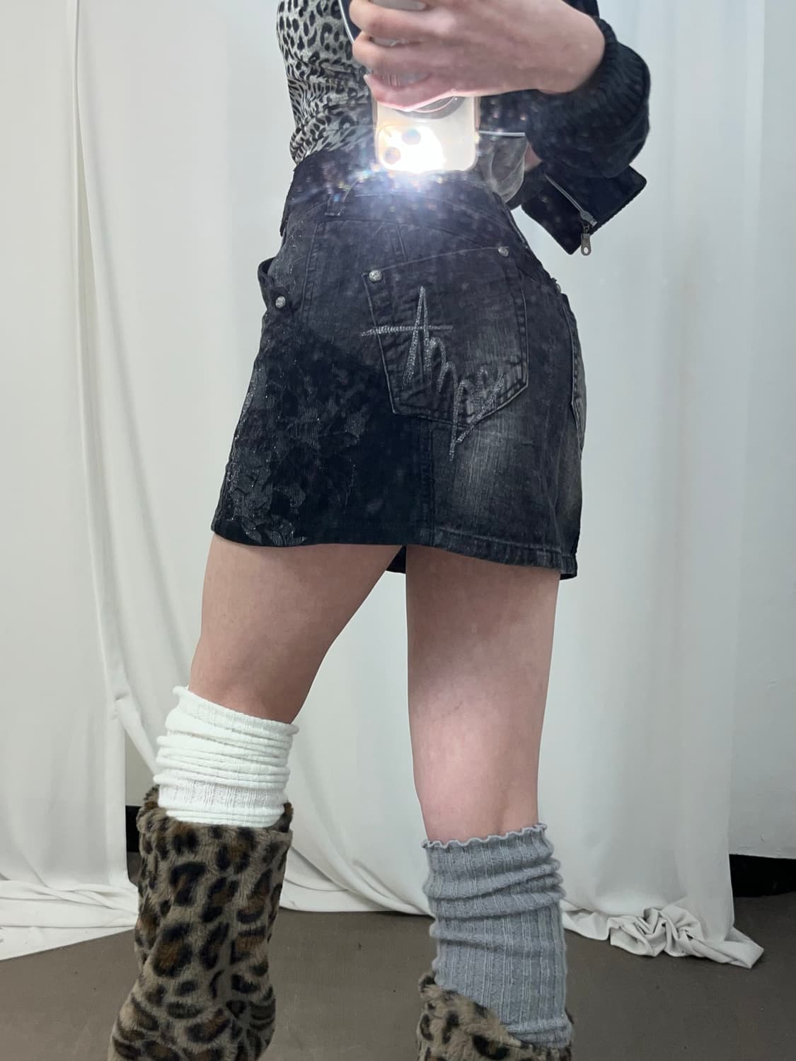 페어리무드 블랙 데님 스커트 상품이미지2