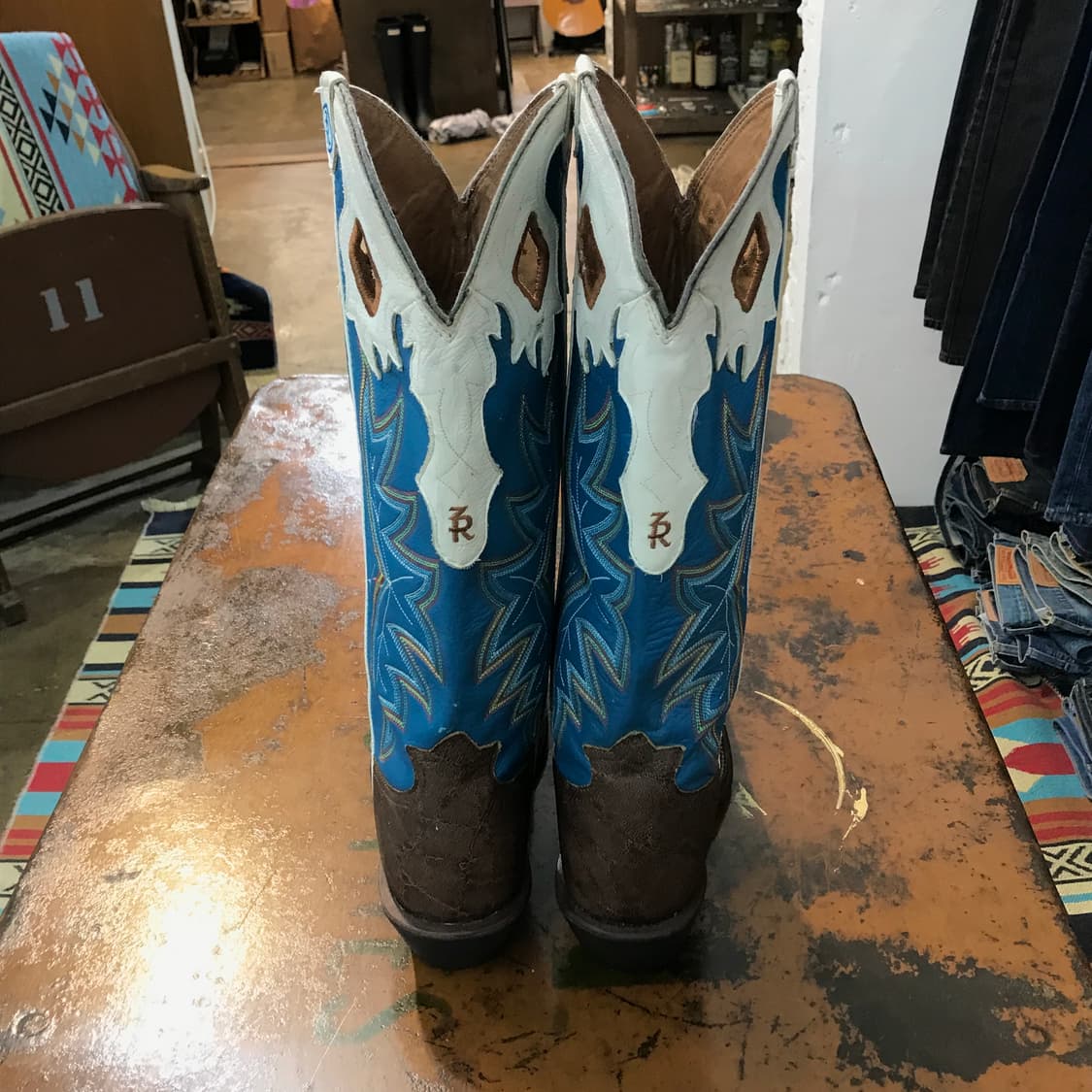 토니라마 브라운 블루 배색 웨스턴 부츠 275 사이즈 상품이미지2