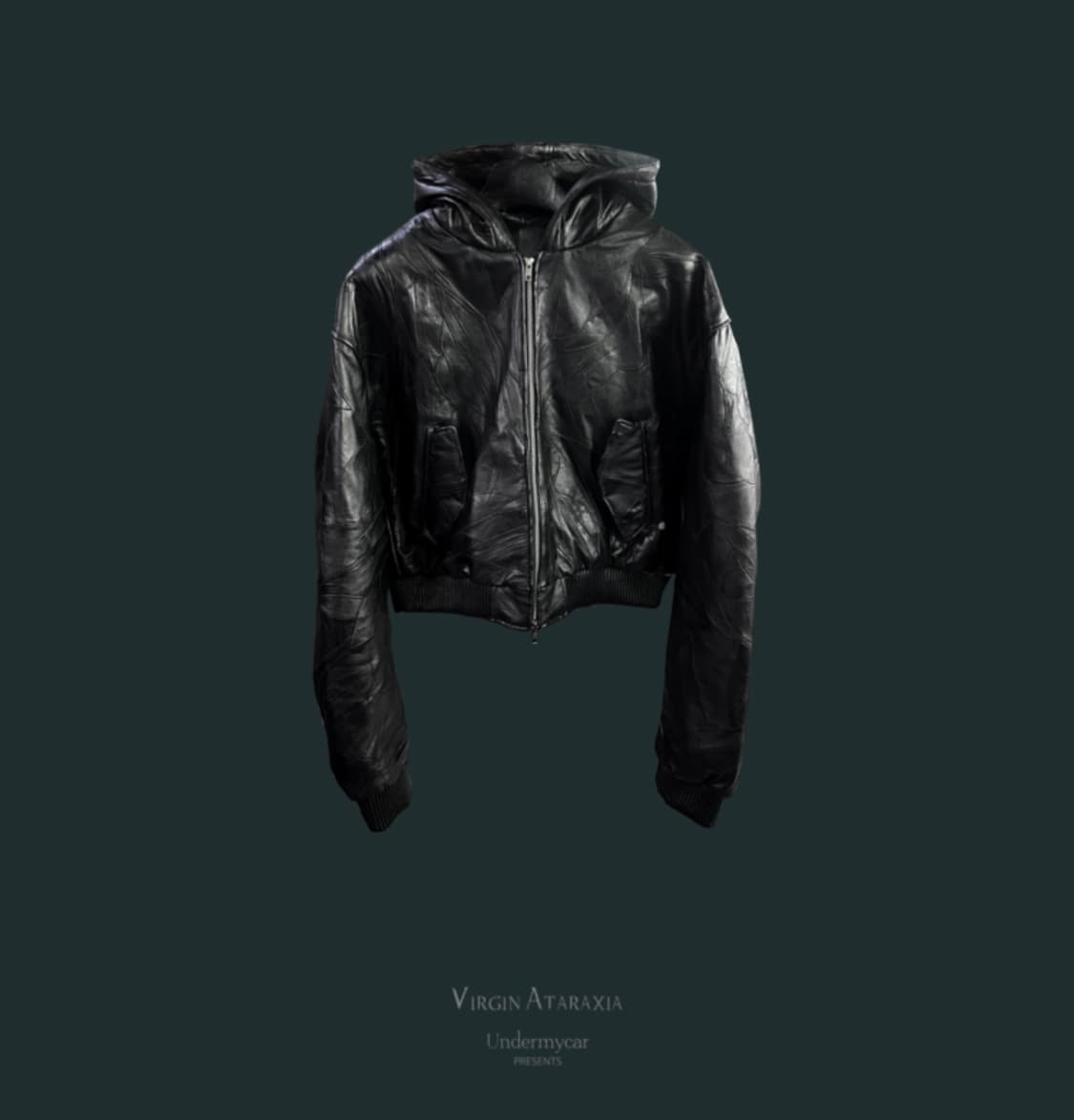 언더마이카 크롭 램스킨 레더 후드 봄버 상품이미지3