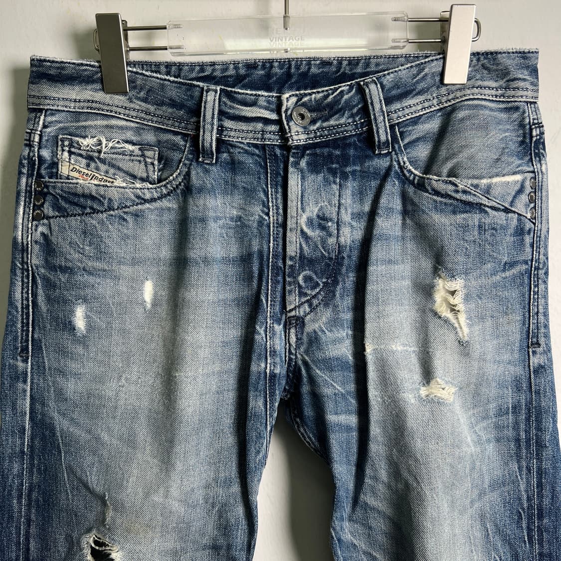Diesel 디젤 MENNIT 워시드 디스트로이드 데님 팬츠 30 상품이미지4