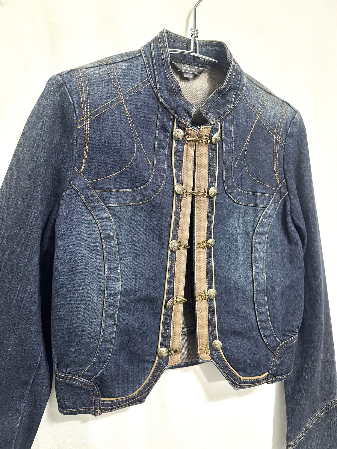 Napoleonic Style Cropped Denim Jacket 상품이미지2