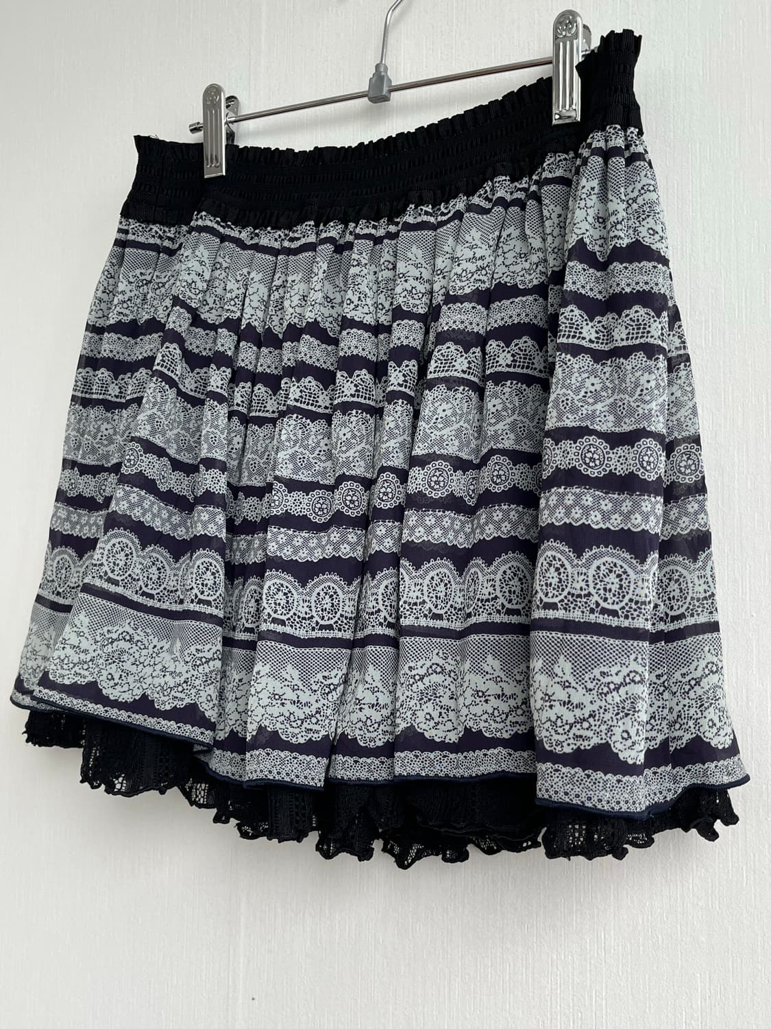 Vintage black frill lace mini skirt 상품이미지2