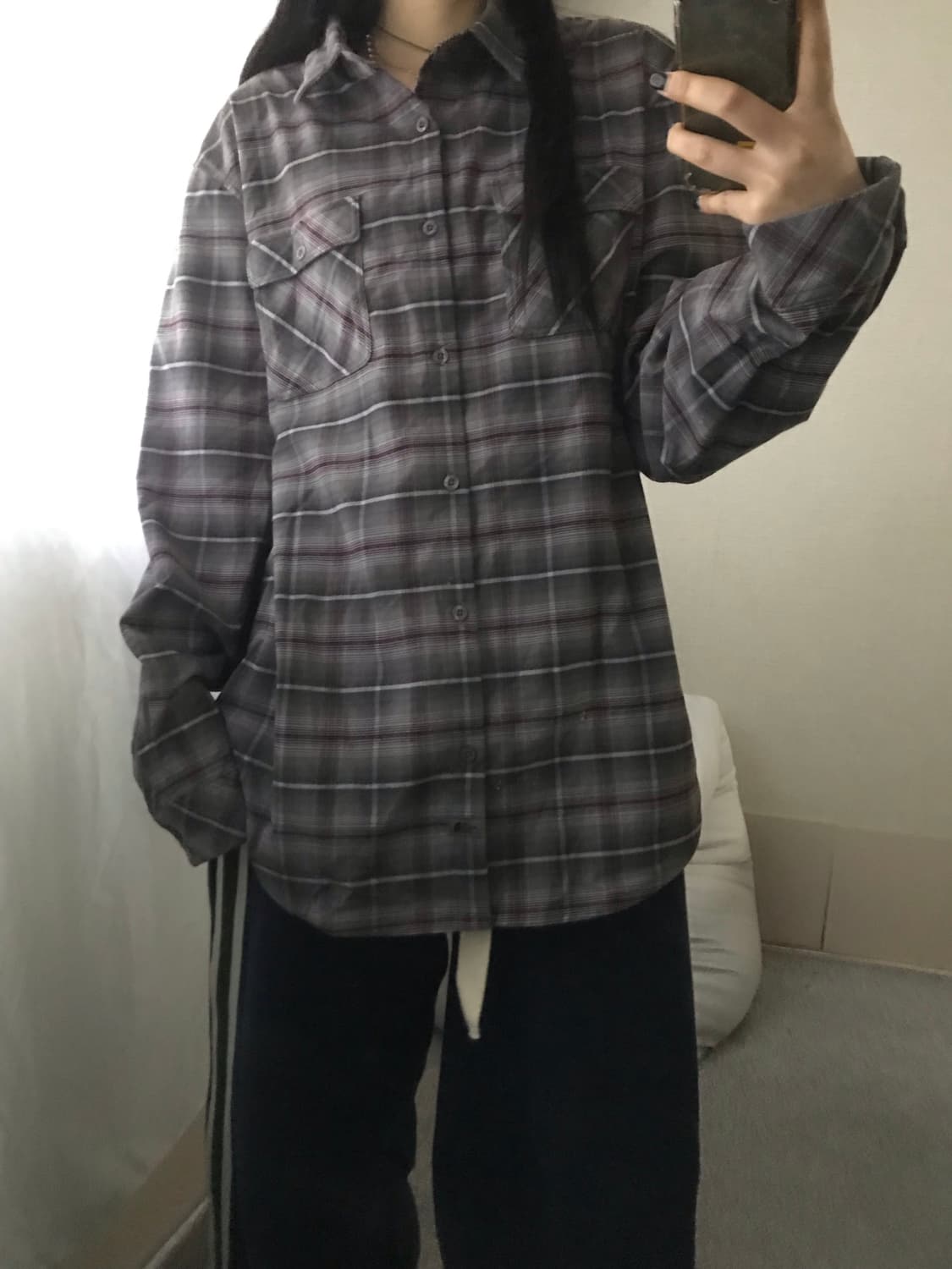 노페 그레이 오버핏 셔츠 상품이미지5