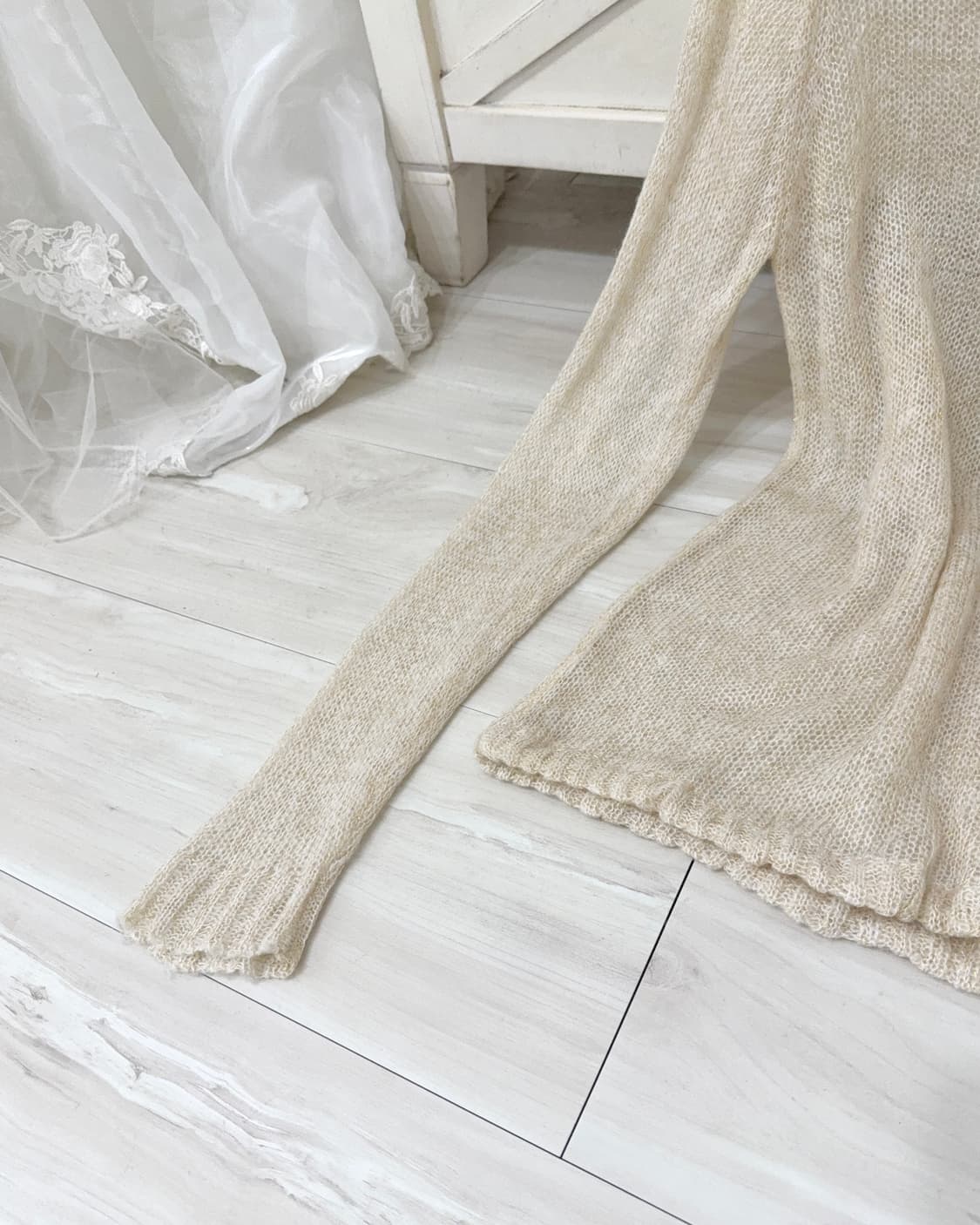 Light apricot Beige Ribbed Knit Turtlene 상품이미지8