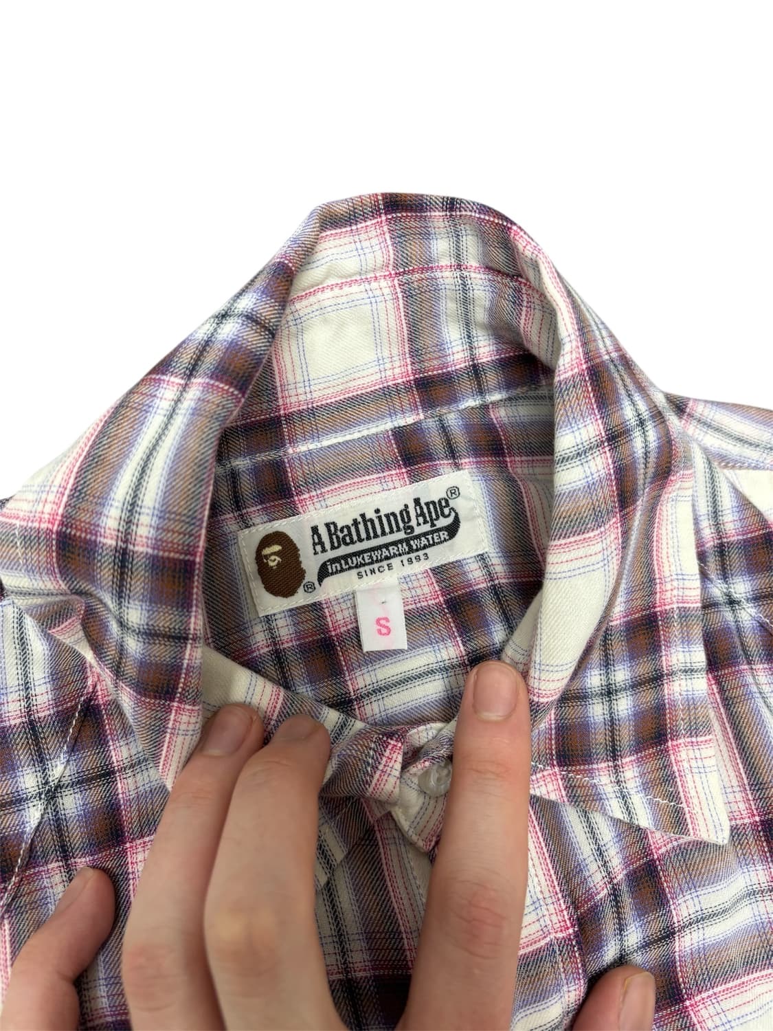 베이프 핑크 체크 웨스턴 셔츠 상품이미지3