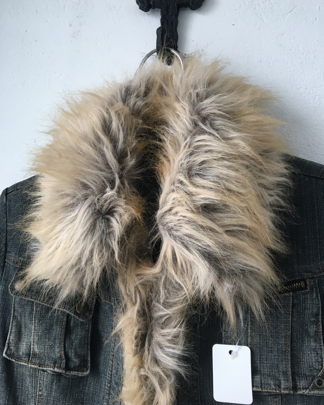 Belted fake fur trimming denim jacket 상품이미지8