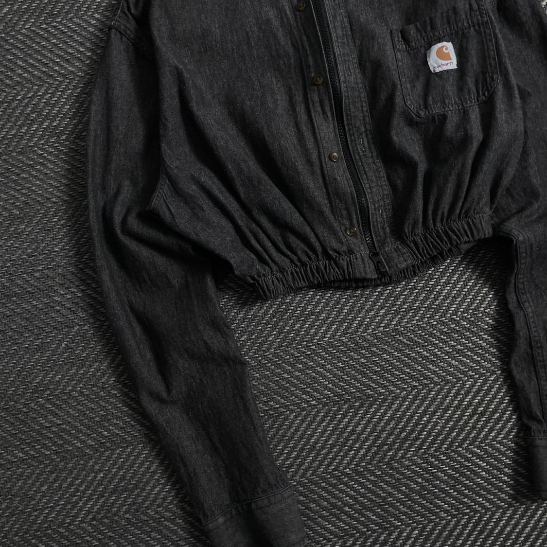 칼하트 크롭 리메이크 흑청 셔츠 자켓 o 3864 상품이미지3