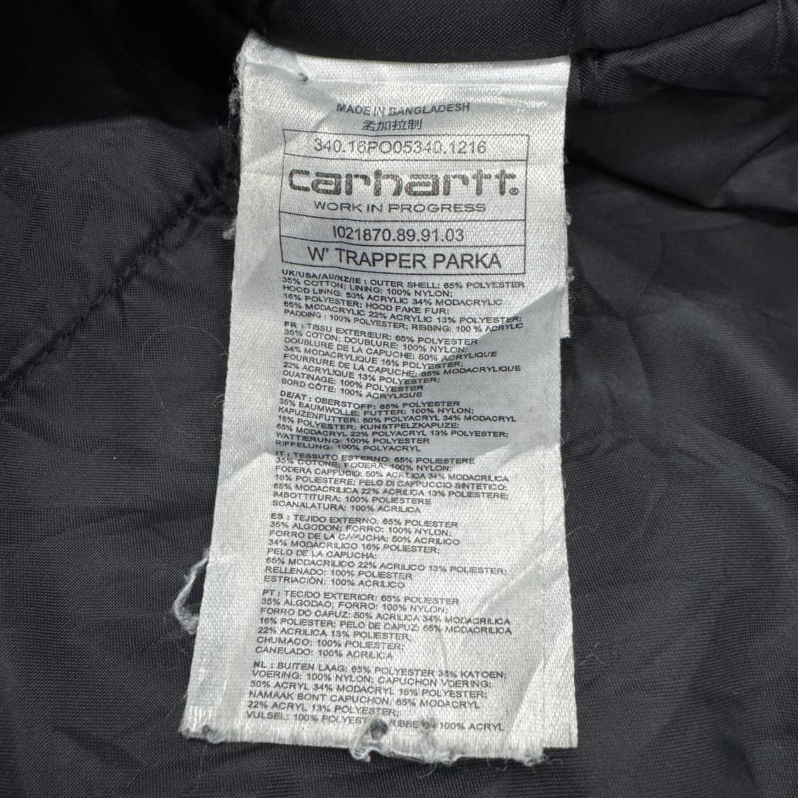 칼하트 WIP 가죽패치 트래퍼 파카 상품이미지9