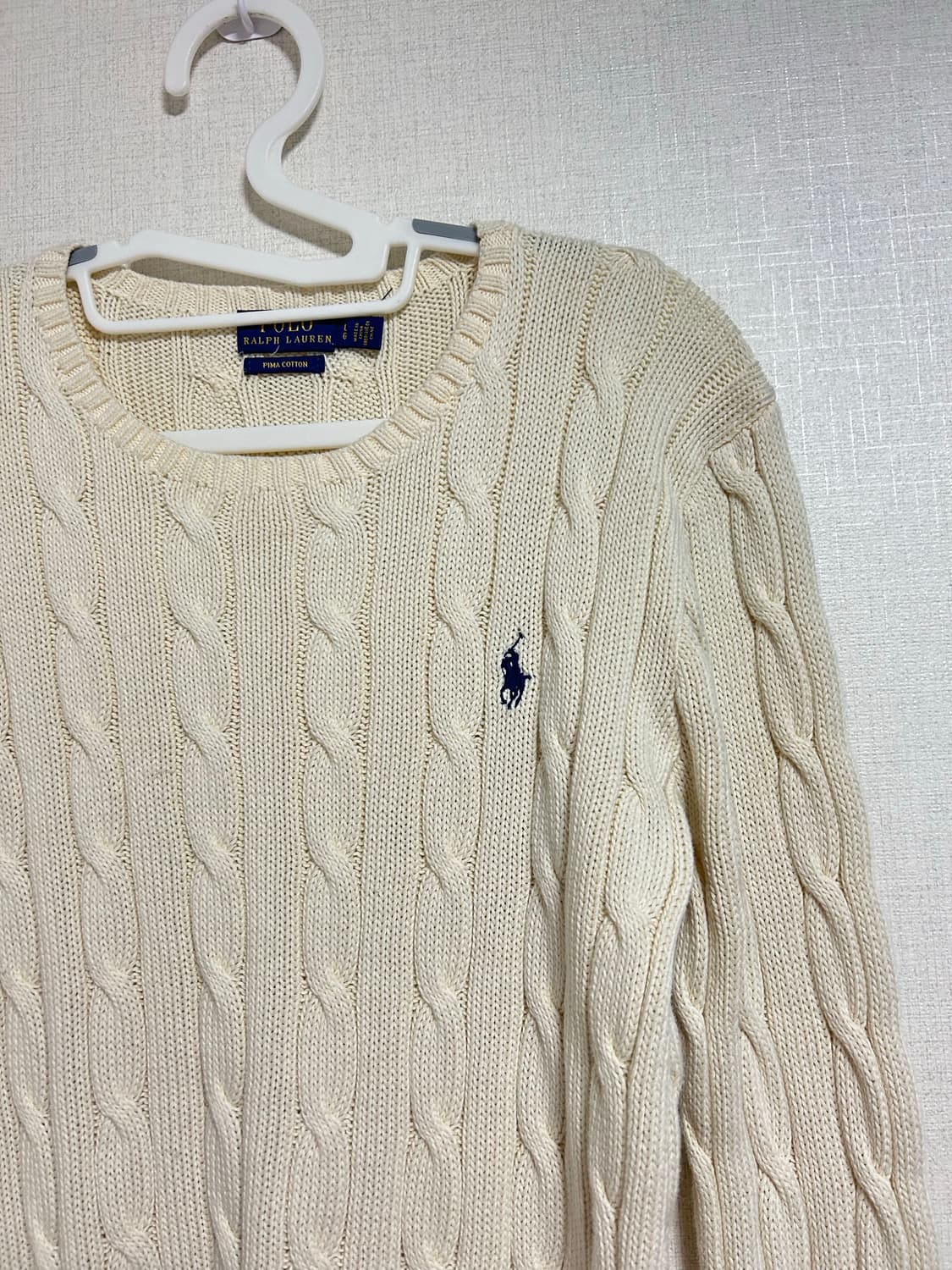 폴로 랄프로렌 신형 꽈배기 니트 아이보리 크림 L  상품이미지5