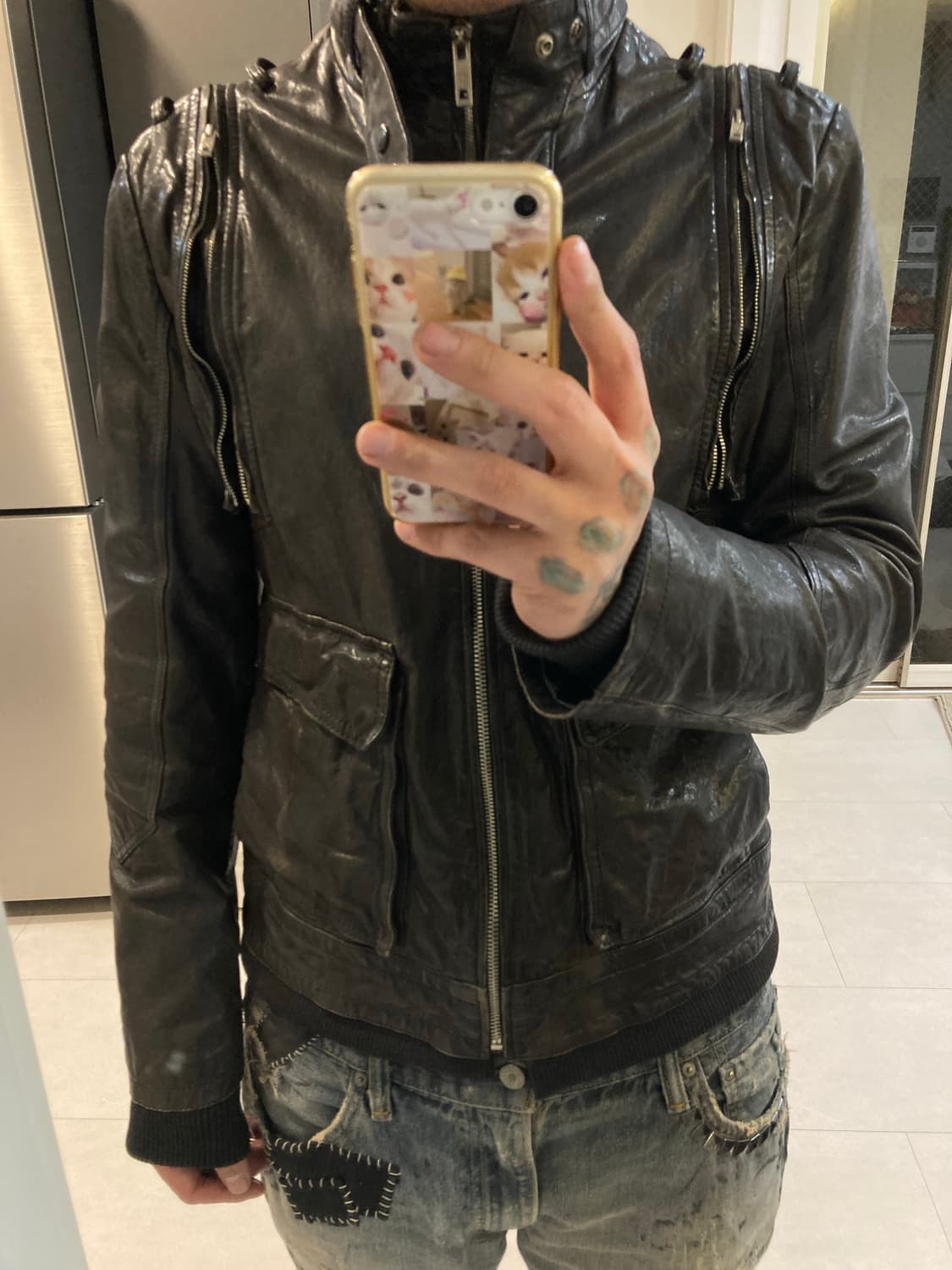 패널 레더 자켓 상품이미지2