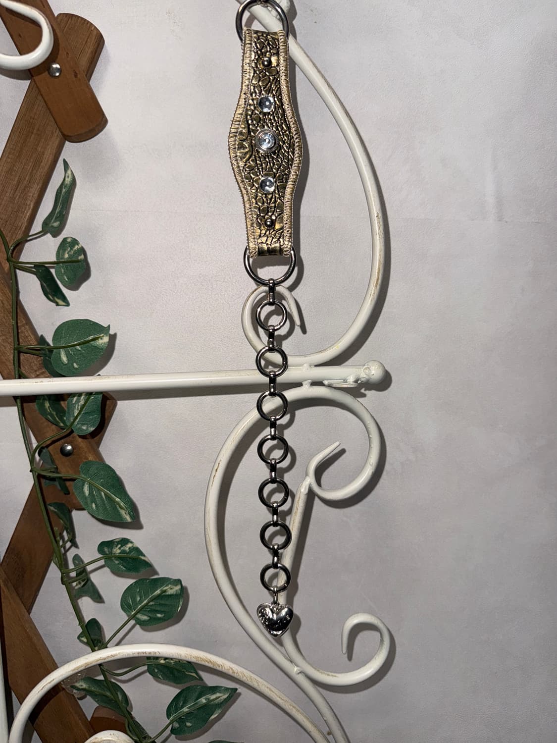 Gold python cubic heart charm chain belt 상품이미지6