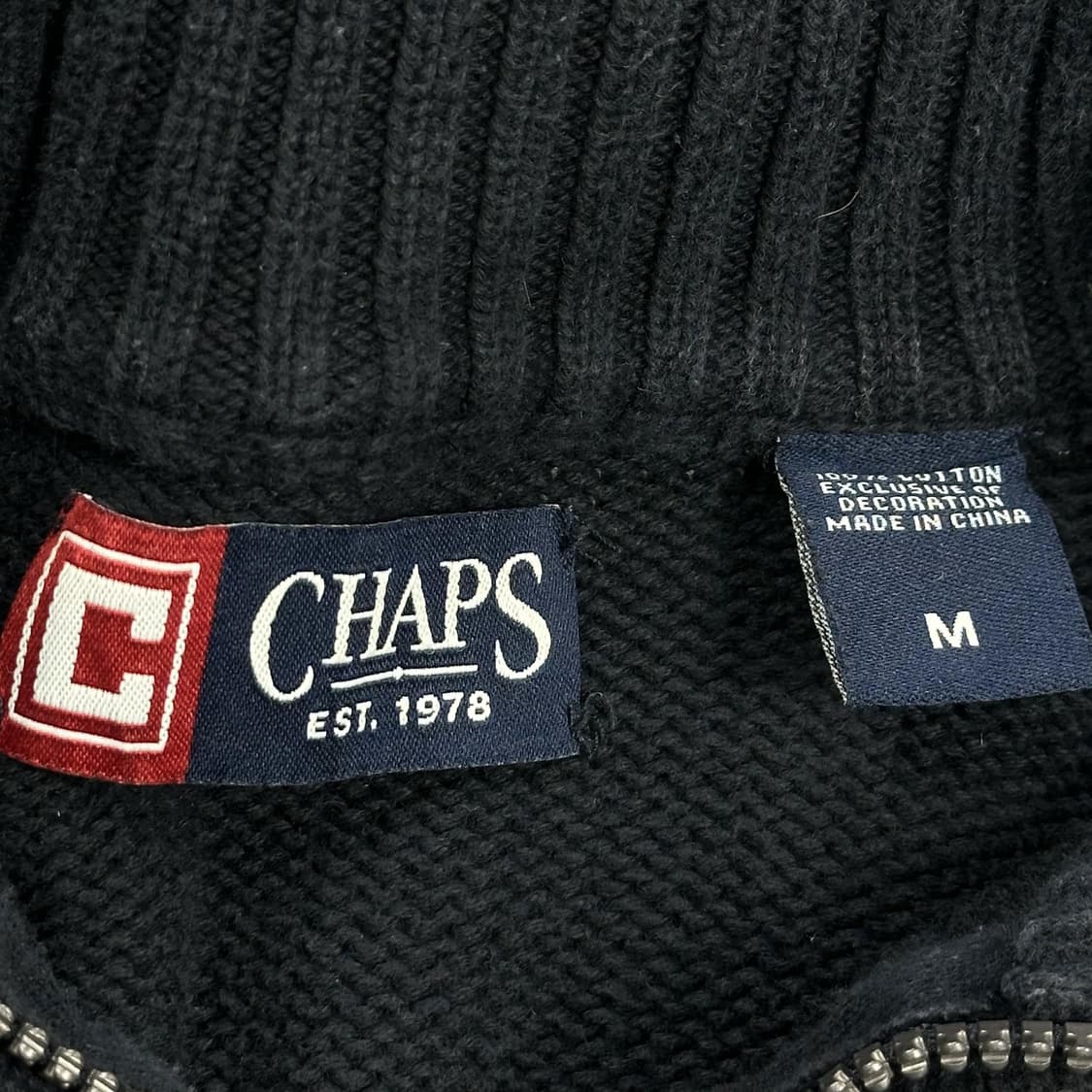 챕스 랄프로렌 클래식 반집업 니트 블랙 M 상품이미지5