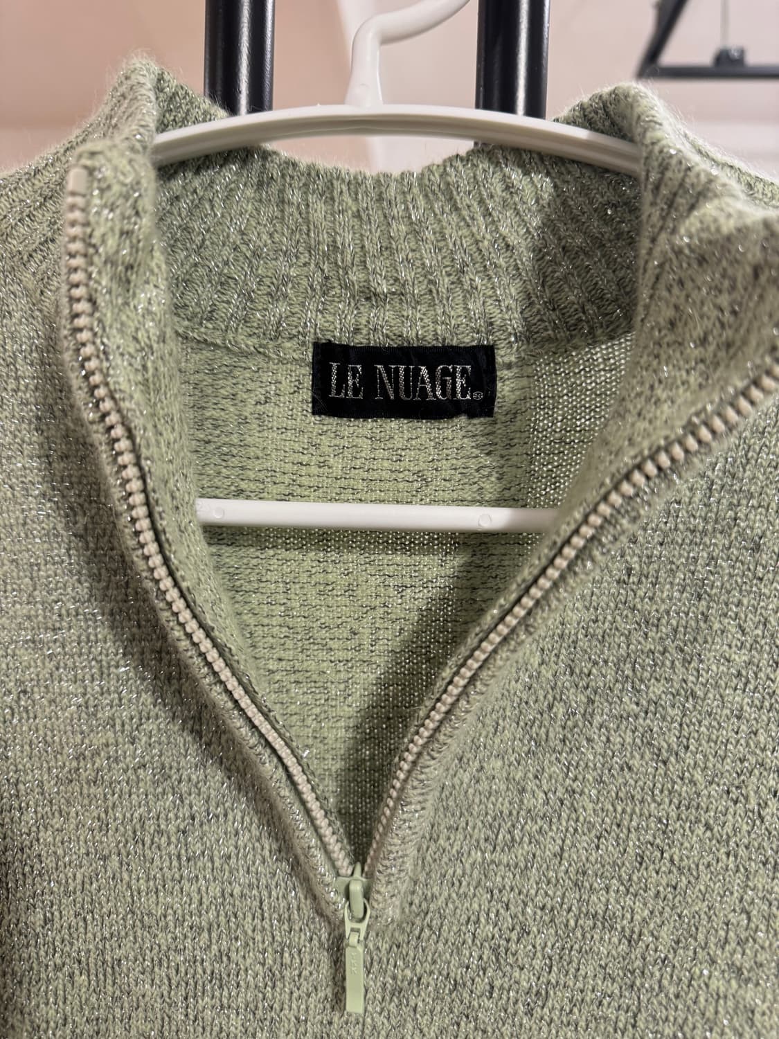 빈티지 글리터 반집업 니트 (민트) 상품이미지8