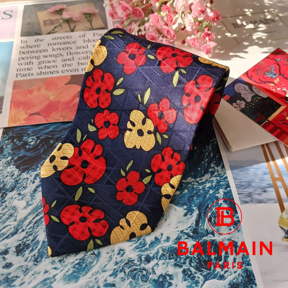 피에르 발망 네이비 플라워 패턴 넥타이 9.8cm A+등급 A19705
 상품이미지2