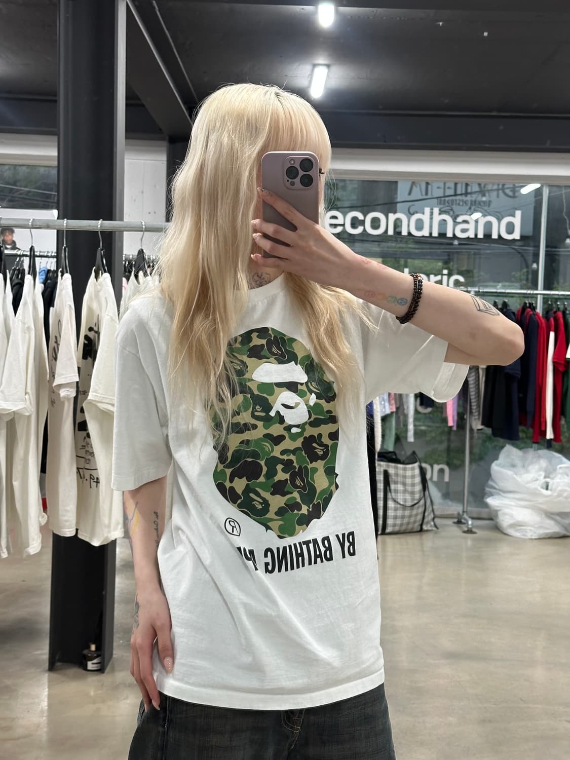 베이프 ABC 카모 빅사루 헤드 반팔 티셔츠 상품이미지3