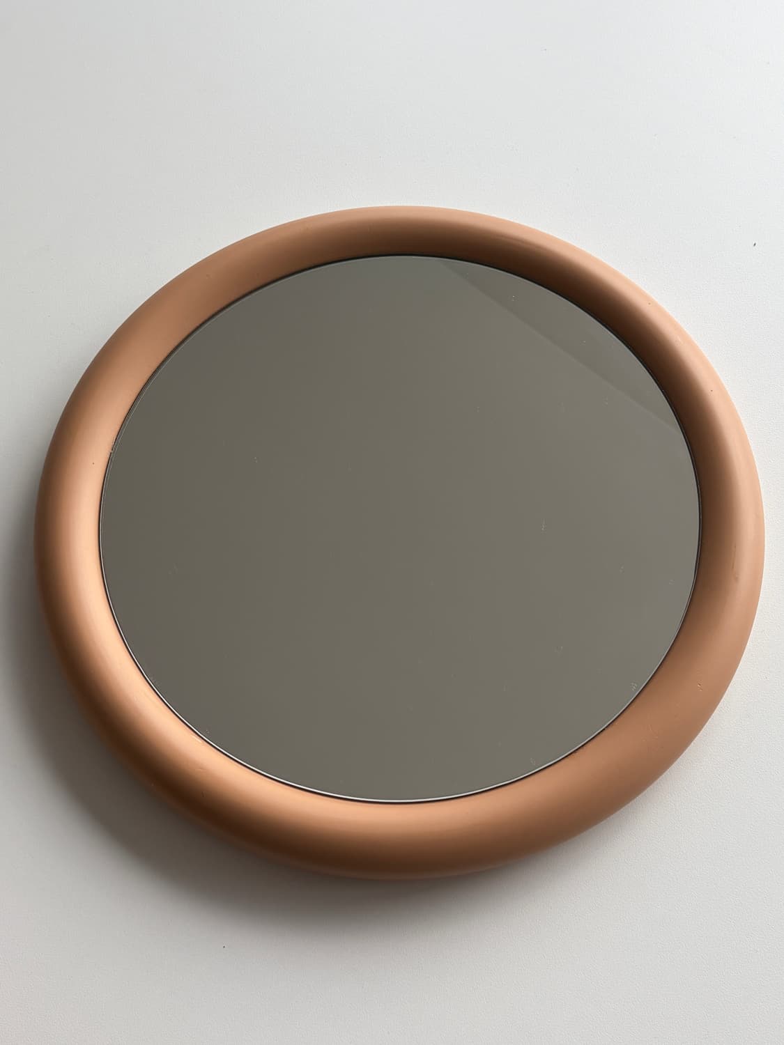 90s 빈티지 라운드 시멘트 브라운 컬러 원형 거울 상품이미지1